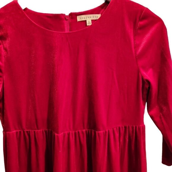 Copper Key Red Velvet Dress Holiday Size Large Girls - Picture 2 of 6